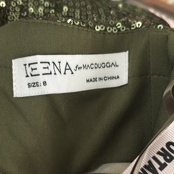 Mac Duggal Olive Sequin One-Shoulder long sleeve Dress - Picture 4 of 4